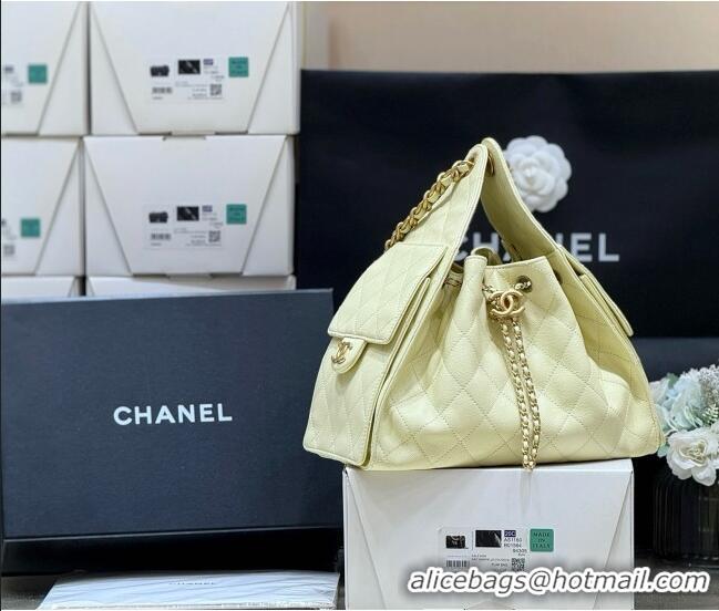 Discount Chanel 25 Small Handbag in Grained Calfskin AS5293 Yellow Spring-Summer 2025 Top Quality