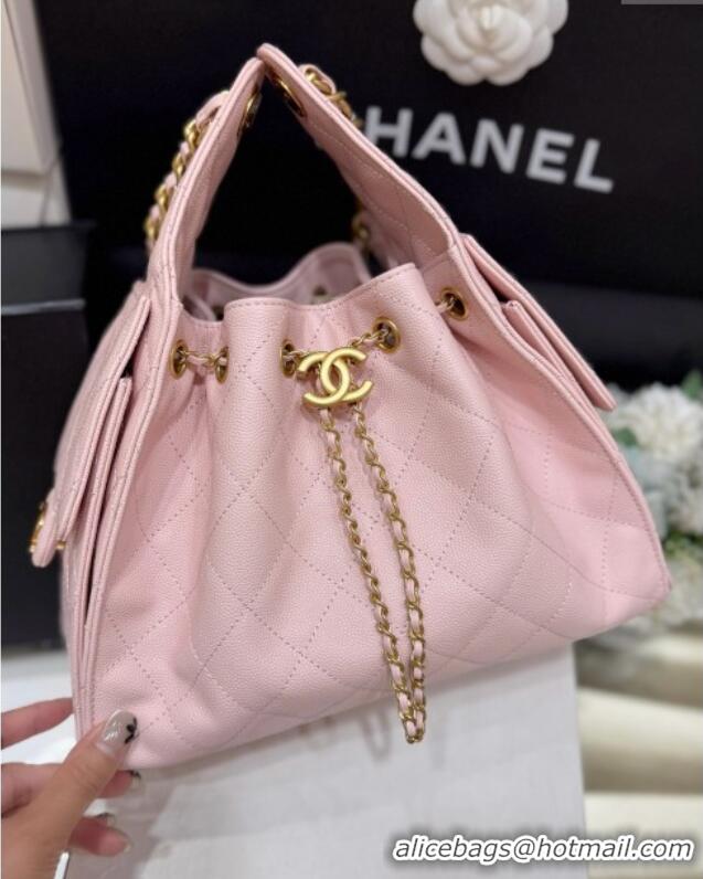Shop Chanel 25 Small Handbag in Grained Calfskin AS5293 Pink Spring-Summer 2025 Top Quality
