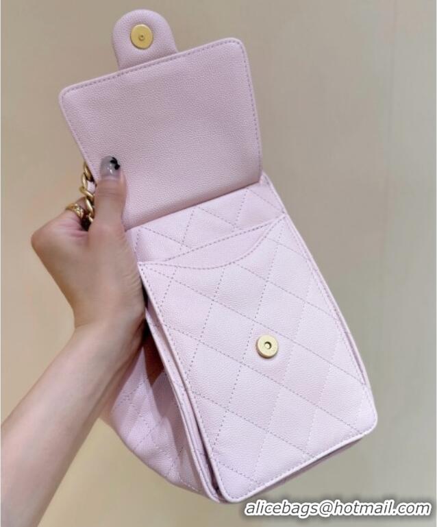 Shop Chanel 25 Small Handbag in Grained Calfskin AS5293 Pink Spring-Summer 2025 Top Quality