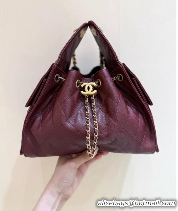 Discount Chanel 25 Small Handbag in Grained Calfskin AS5293 Burgundy Spring-Summer 2025 Top Quality