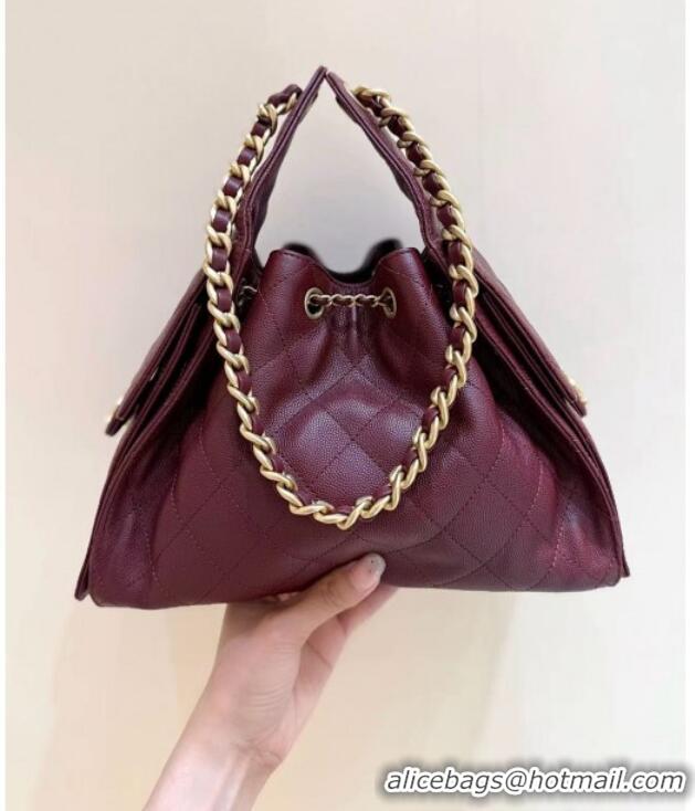 Discount Chanel 25 Small Handbag in Grained Calfskin AS5293 Burgundy Spring-Summer 2025 Top Quality