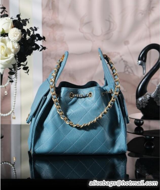 Low Cost Chanel 25 Small Handbag in Grained Calfskin AS5293 Haze Blue Spring-Summer 2025