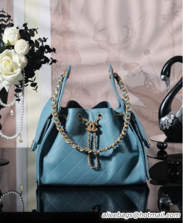 Low Cost Chanel 25 Small Handbag in Grained Calfskin AS5293 Haze Blue Spring-Summer 2025