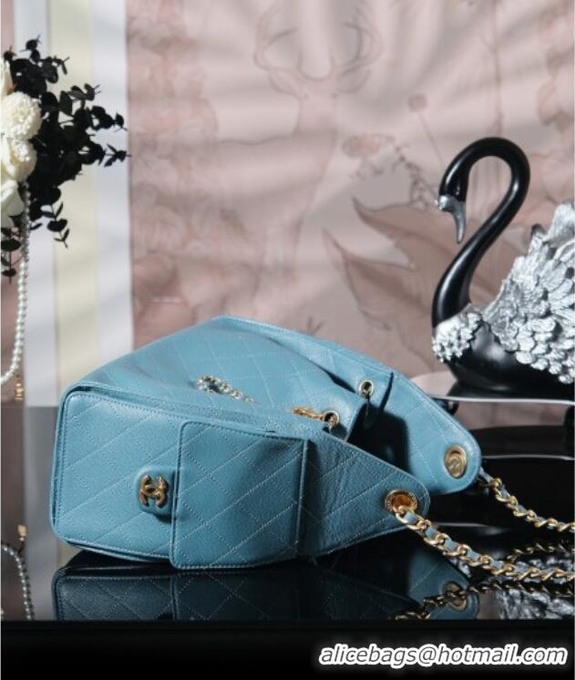 Low Cost Chanel 25 Small Handbag in Grained Calfskin AS5293 Haze Blue Spring-Summer 2025