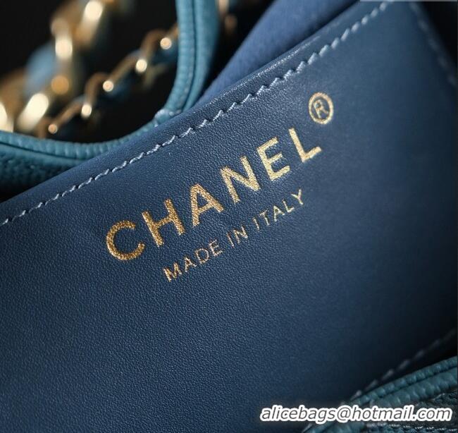 Low Cost Chanel 25 Small Handbag in Grained Calfskin AS5293 Haze Blue Spring-Summer 2025