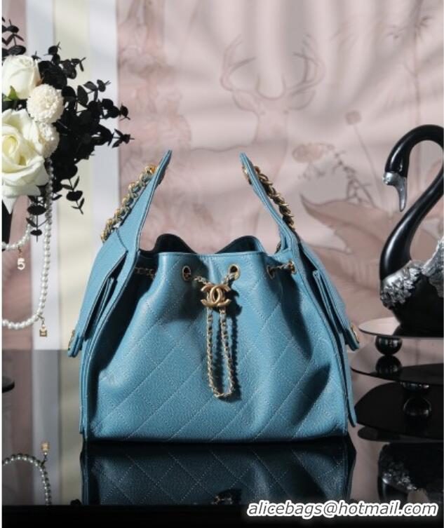 Low Cost Chanel 25 Small Handbag in Grained Calfskin AS5293 Haze Blue Spring-Summer 2025