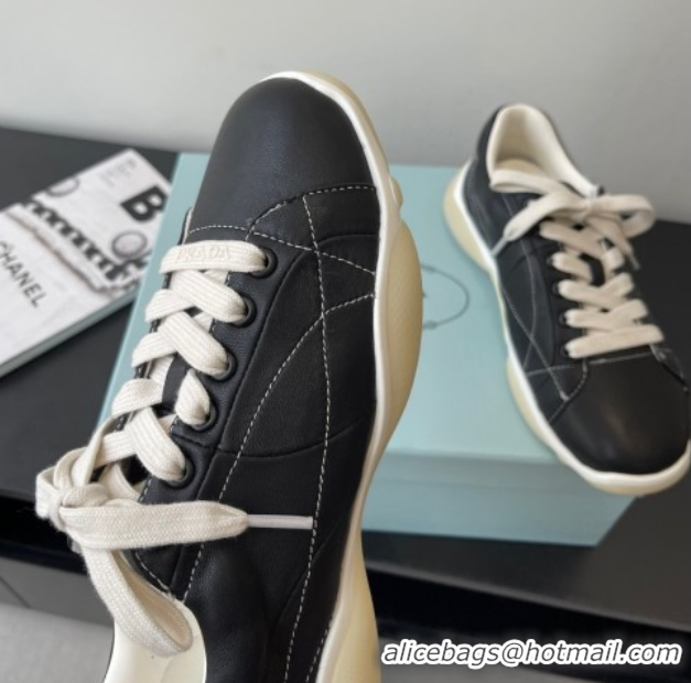 Best Grade Prada Nappa leather sneakers Sneakers Black 2025 PR060302