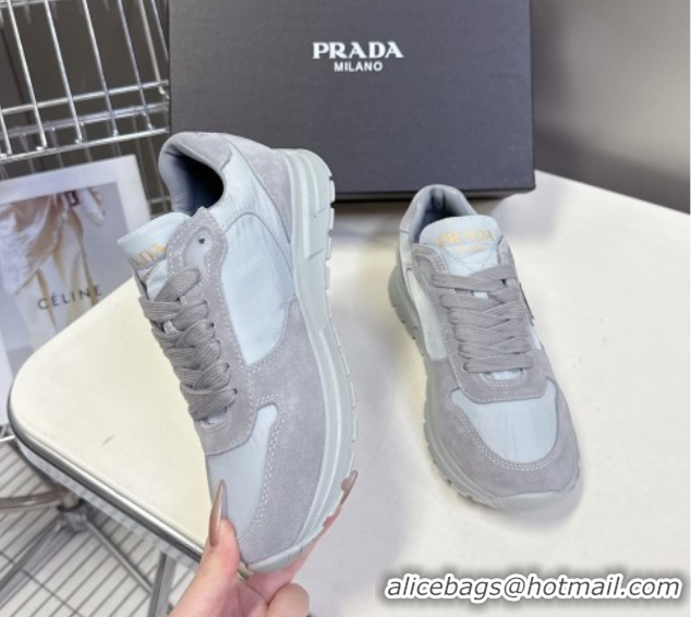 Best Price Prada Prax 2.0 Re-Nylon and suede sneakers Grey 2025 1E921N