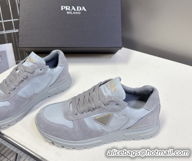 Best Price Prada Prax 2.0 Re-Nylon and suede sneakers Grey 2025 1E921N
