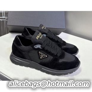 Top Design Prada Prax 2.0 Re-Nylon and suede sneakers Black 2025 1E921N