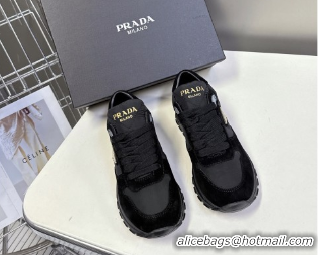 Top Design Prada Prax 2.0 Re-Nylon and suede sneakers Black 2025 1E921N