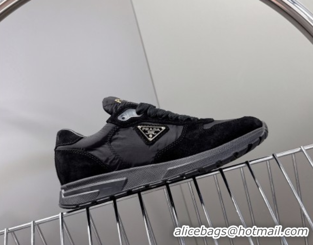 Top Design Prada Prax 2.0 Re-Nylon and suede sneakers Black 2025 1E921N