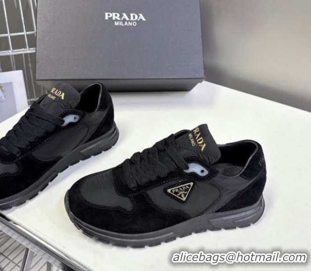 Top Design Prada Prax 2.0 Re-Nylon and suede sneakers Black 2025 1E921N