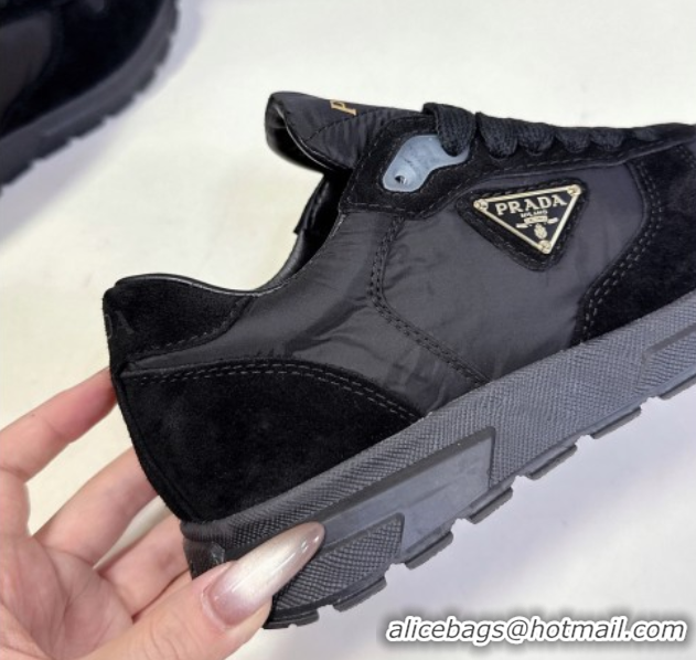 Top Design Prada Prax 2.0 Re-Nylon and suede sneakers Black 2025 1E921N