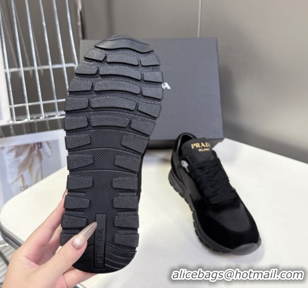Top Design Prada Prax 2.0 Re-Nylon and suede sneakers Black 2025 1E921N