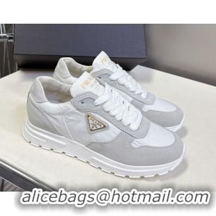 Top Grade Prada Prax 2.0 Re-Nylon and suede sneakers White 2025 1E921N