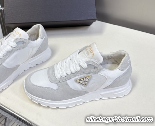 Top Grade Prada Prax 2.0 Re-Nylon and suede sneakers White 2025 1E921N