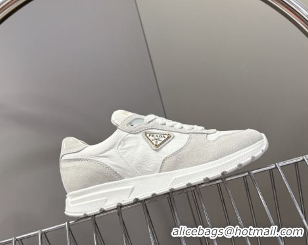 Top Grade Prada Prax 2.0 Re-Nylon and suede sneakers White 2025 1E921N