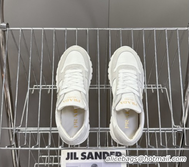 Top Grade Prada Prax 2.0 Re-Nylon and suede sneakers White 2025 1E921N