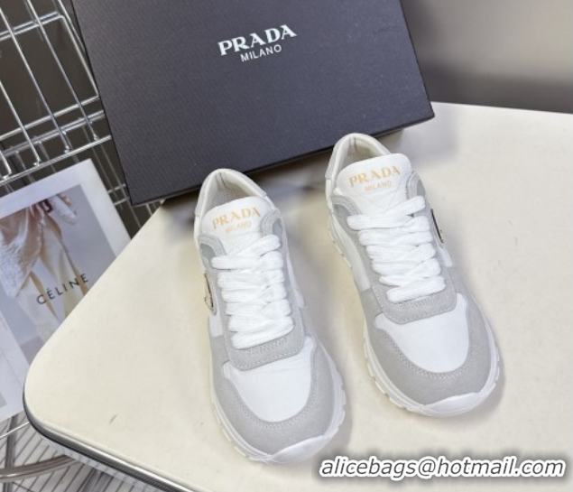 Top Grade Prada Prax 2.0 Re-Nylon and suede sneakers White 2025 1E921N