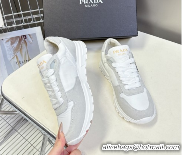 Top Grade Prada Prax 2.0 Re-Nylon and suede sneakers White 2025 1E921N