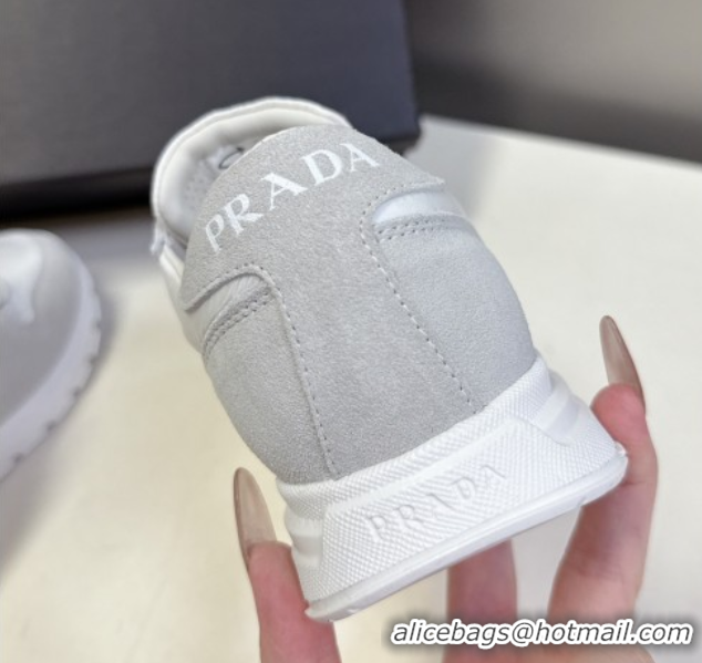Top Grade Prada Prax 2.0 Re-Nylon and suede sneakers White 2025 1E921N