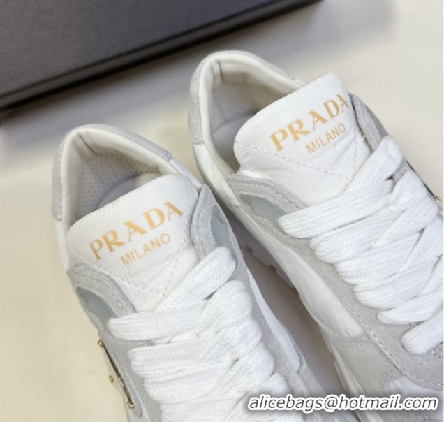 Top Grade Prada Prax 2.0 Re-Nylon and suede sneakers White 2025 1E921N
