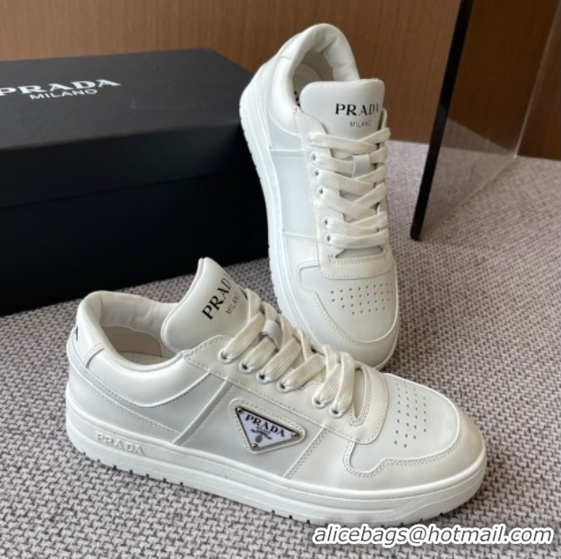 Good Product Prada Downtown perforated leather sneakers White2 2025 1E792M
