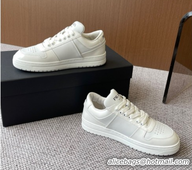 Good Product Prada Downtown perforated leather sneakers White2 2025 1E792M