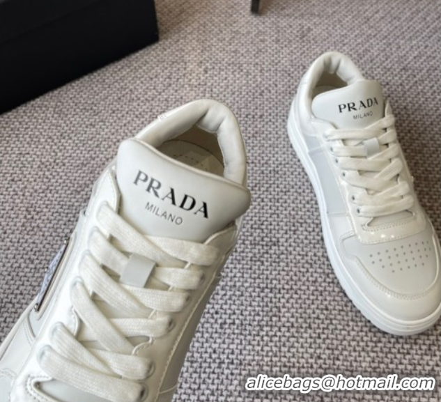 Good Product Prada Downtown perforated leather sneakers White2 2025 1E792M