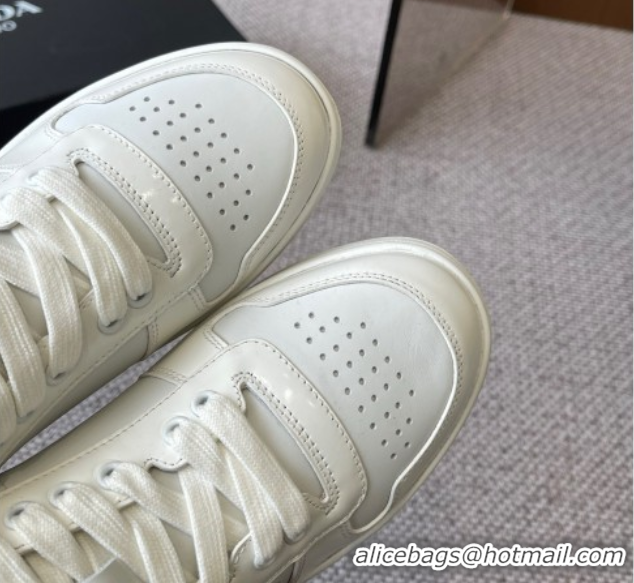 Good Product Prada Downtown perforated leather sneakers White2 2025 1E792M