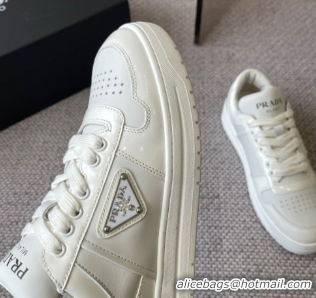 Good Product Prada Downtown perforated leather sneakers White2 2025 1E792M