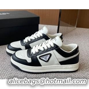 Popular Style Prada Downtown perforated leather sneakers White/Black 2025 1E792M