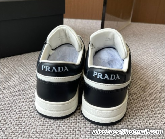 Popular Style Prada Downtown perforated leather sneakers White/Black 2025 1E792M