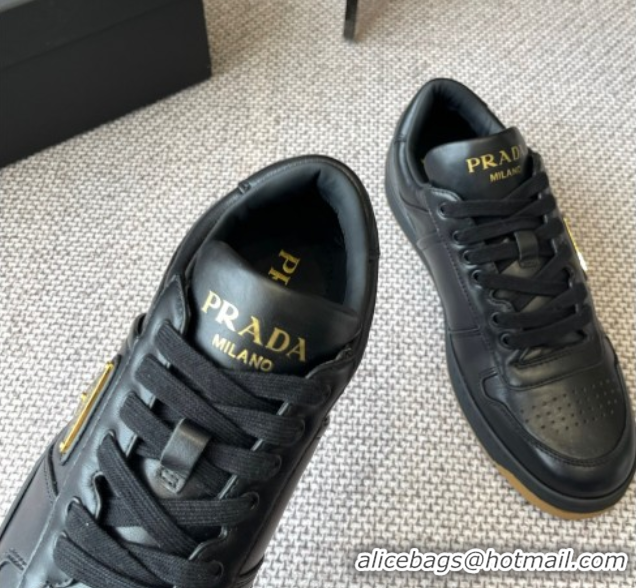 Trendy Design Prada Downtown perforated leather sneakers Black2 2025 1E792M