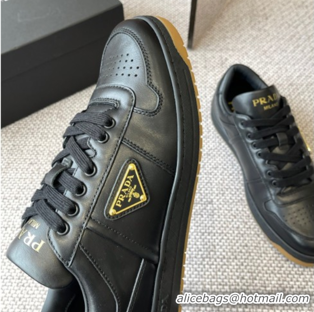 Trendy Design Prada Downtown perforated leather sneakers Black2 2025 1E792M
