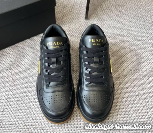 Trendy Design Prada Downtown perforated leather sneakers Black2 2025 1E792M