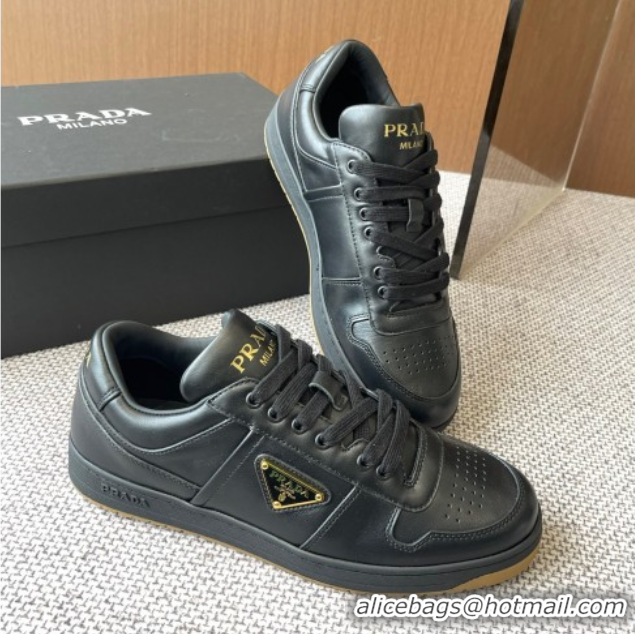 Trendy Design Prada Downtown perforated leather sneakers Black2 2025 1E792M