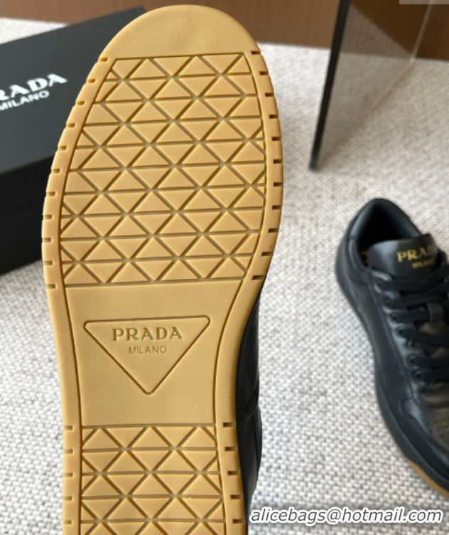 Trendy Design Prada Downtown perforated leather sneakers Black2 2025 1E792M