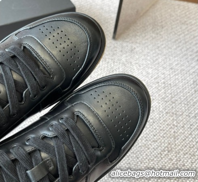 Trendy Design Prada Downtown perforated leather sneakers Black2 2025 1E792M