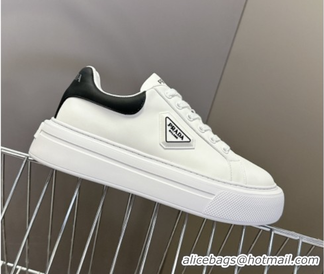 Good Quality Prada Leather platform sneakers White/Black 2025 PR060303