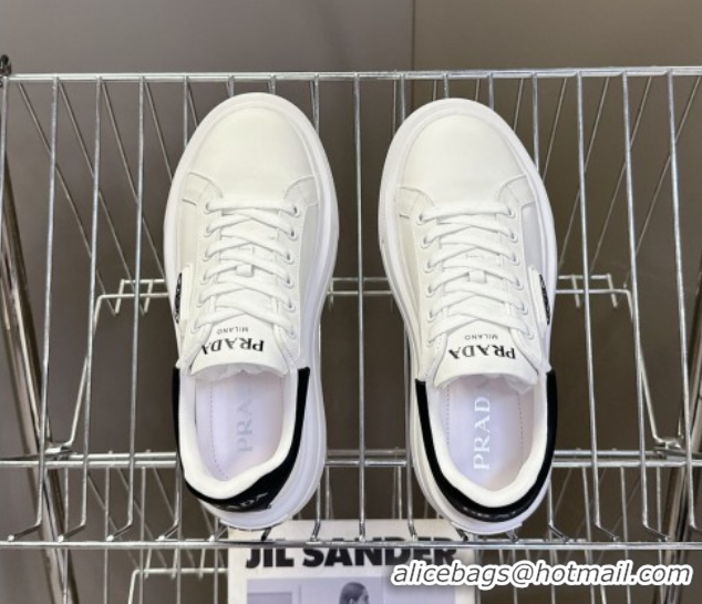 Good Quality Prada Leather platform sneakers White/Black 2025 PR060303