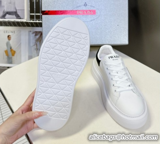 Good Quality Prada Leather platform sneakers White/Black 2025 PR060303