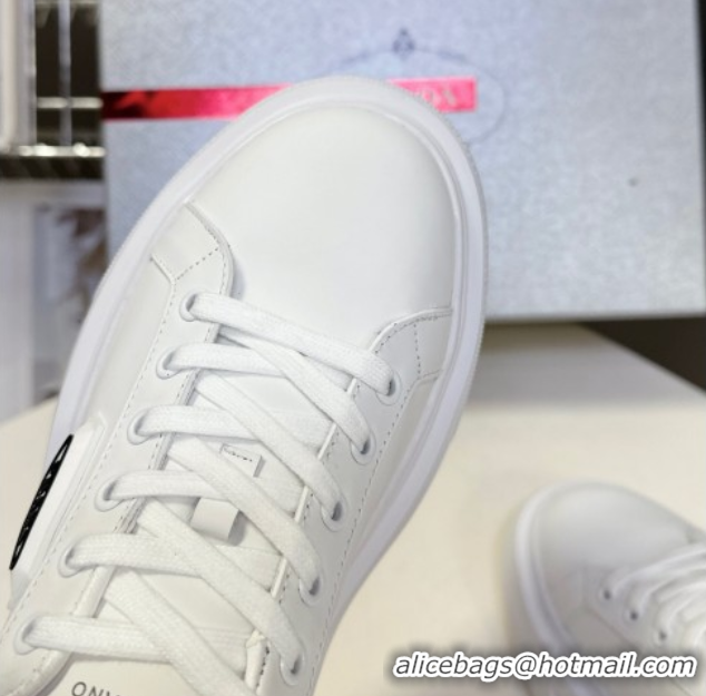 Good Quality Prada Leather platform sneakers White/Black 2025 PR060303