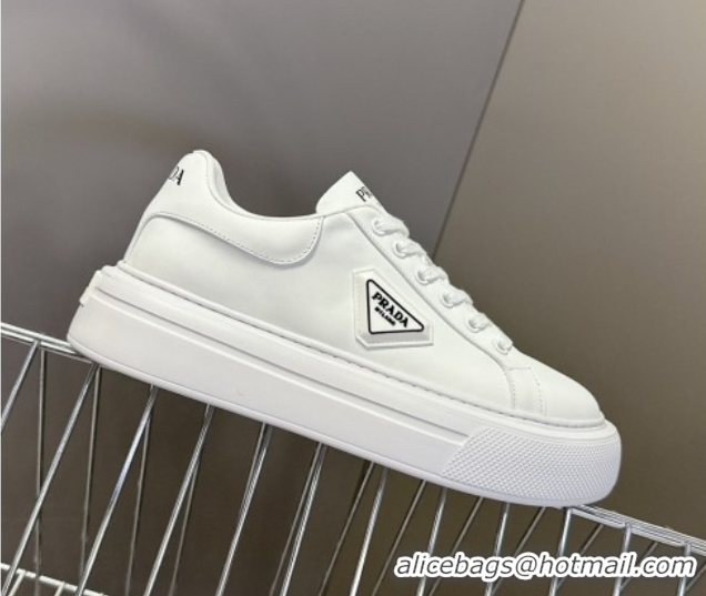 Luxurious Prada Leather platform sneakers White2 2025 PR060303