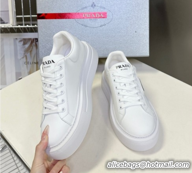 Luxurious Prada Leather platform sneakers White2 2025 PR060303