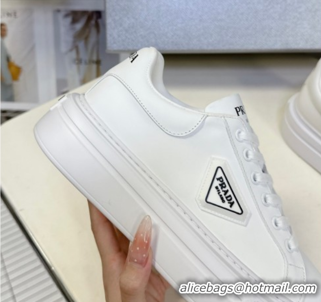 Luxurious Prada Leather platform sneakers White2 2025 PR060303