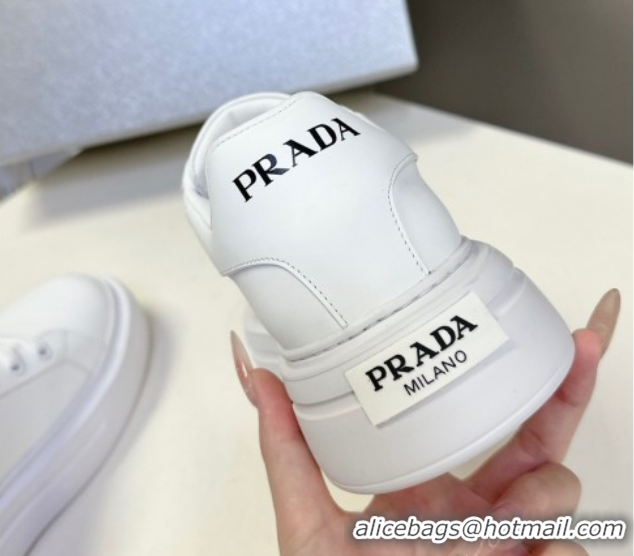 Luxurious Prada Leather platform sneakers White2 2025 PR060303