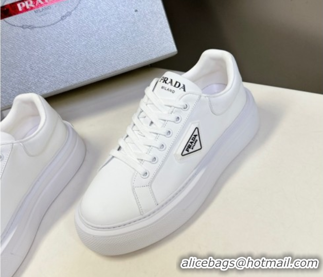 Luxurious Prada Leather platform sneakers White2 2025 PR060303