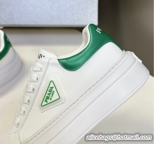 Most Popular Prada Leather platform sneakers White/Green 2025 PR060303